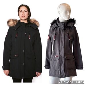 Canada Weather Gear Charcoal Gay Faux Fur Trim Hood Fleece Lined Parka Size S